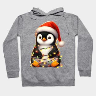 Penguin Wrapped In Christmas Lights Hoodie